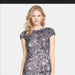 TADASHI SHOJI ROSE EMBROIDERED MESH